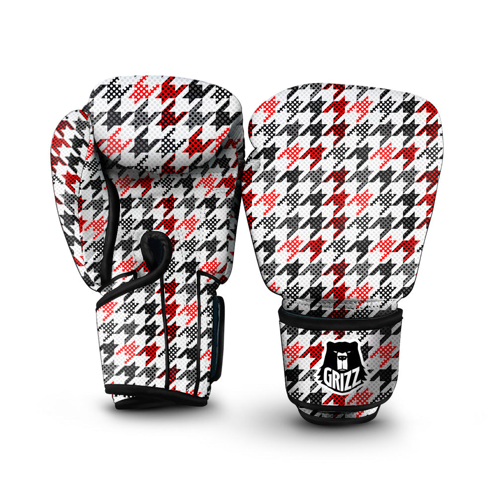 Classic Polka Dot In Houndstooth Print Pattern Boxing Gloves-grizzshop