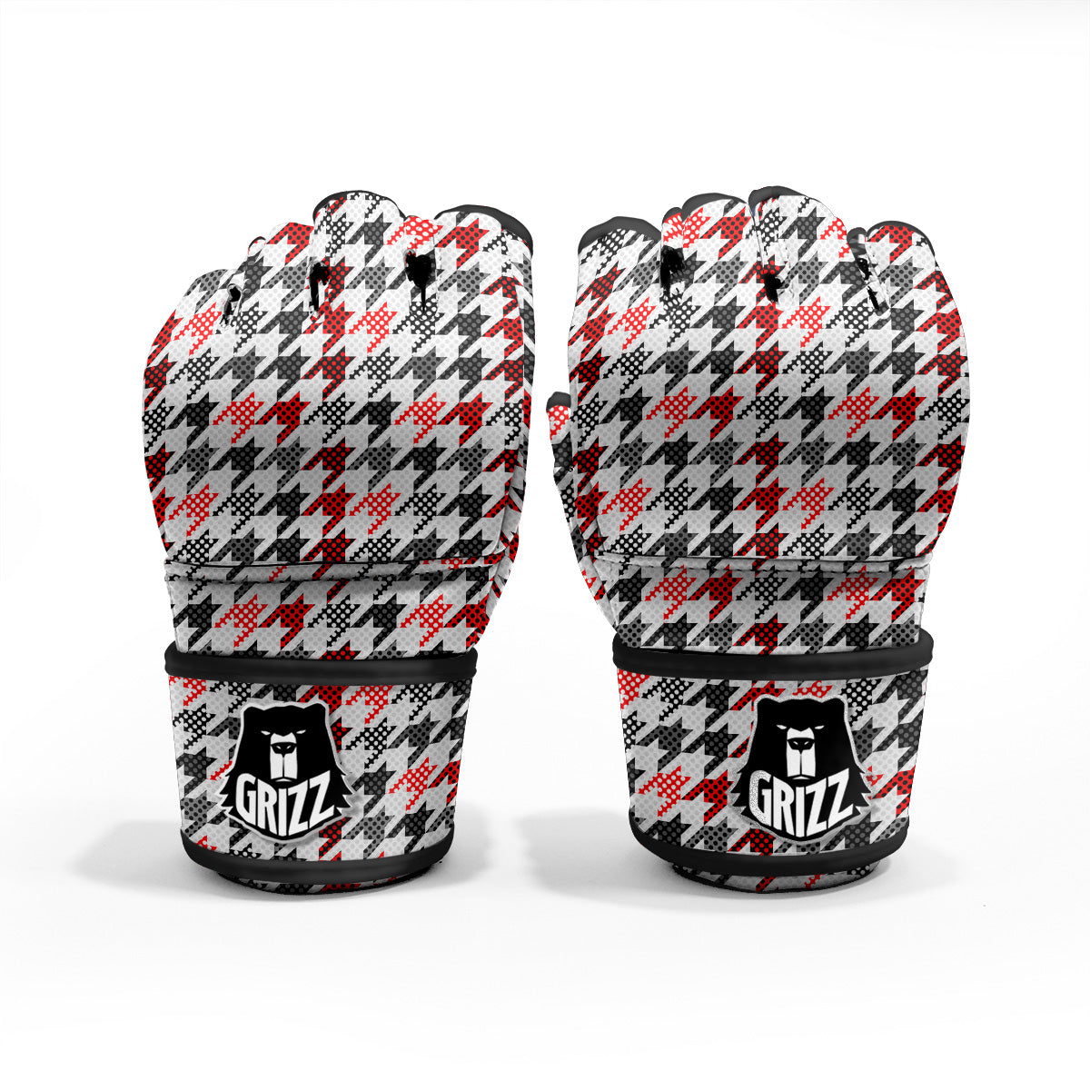 Classic Polka Dot In Houndstooth Print Pattern MMA Gloves-grizzshop
