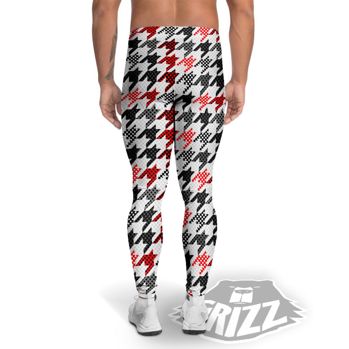 Classic Polka Dot In Houndstooth Print Pattern Men's Leggings-grizzshop