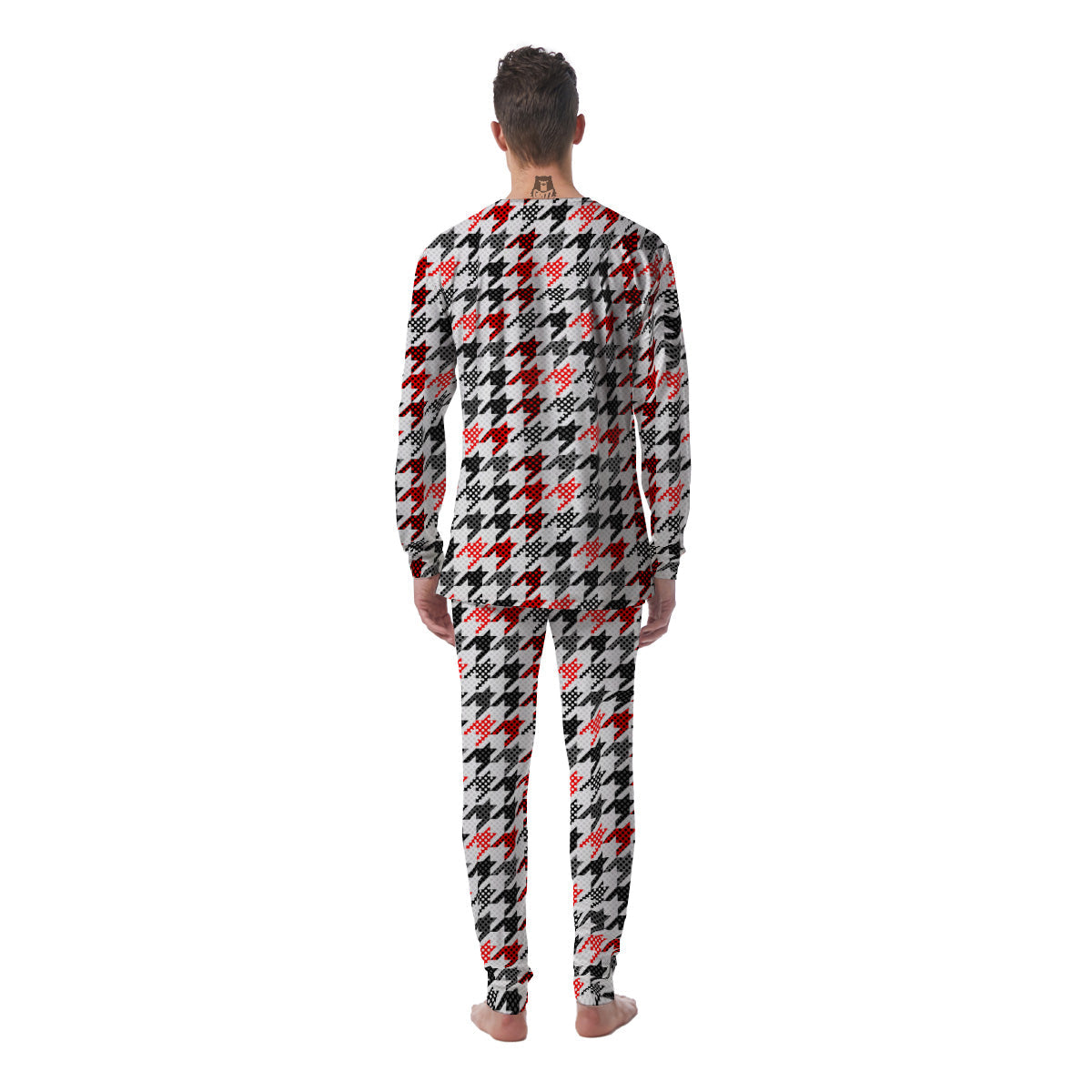 Classic Polka Dot In Houndstooth Print Pattern Men's Pajamas-grizzshop