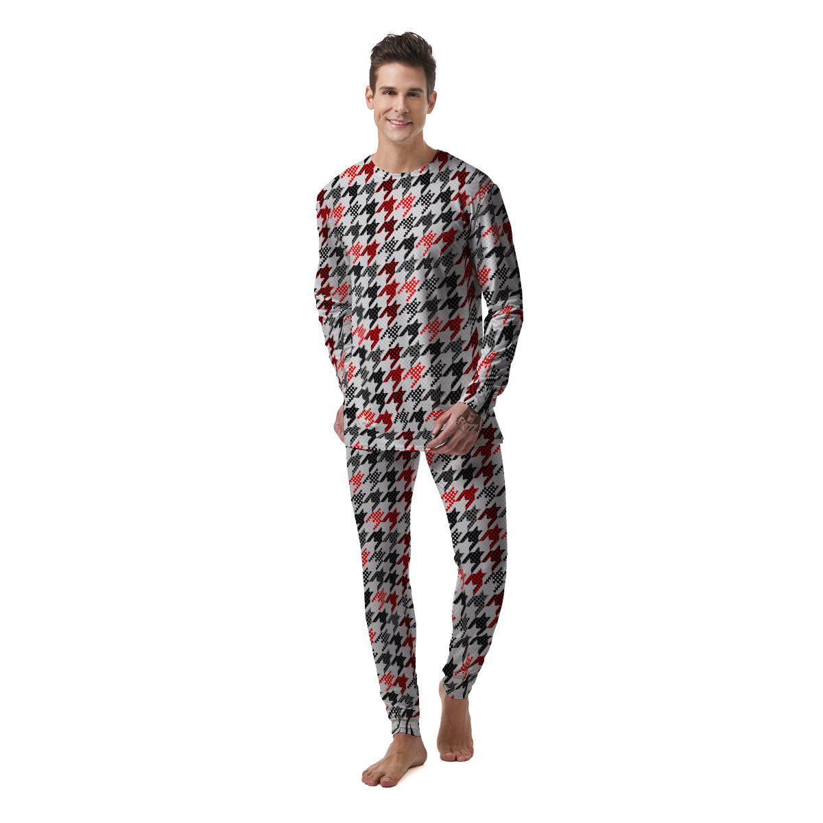 Classic Polka Dot In Houndstooth Print Pattern Men's Pajamas-grizzshop