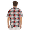 Classic Polka Dot In Houndstooth Print Pattern Men's Short Sleeve Shirts-grizzshop