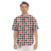 Classic Polka Dot In Houndstooth Print Pattern Men's Short Sleeve Shirts-grizzshop