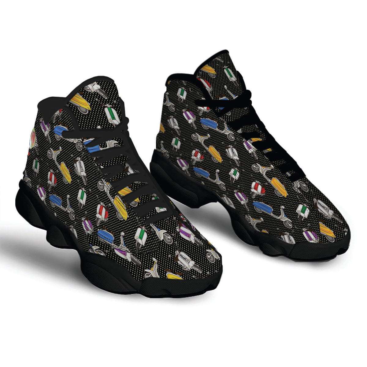 Classic Scooters Print Pattern Black Basketball Shoes-grizzshop