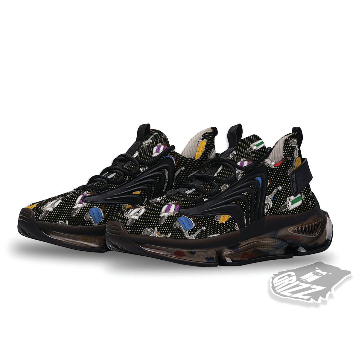 Classic Scooters Print Pattern Black Gym Shoes-grizzshop