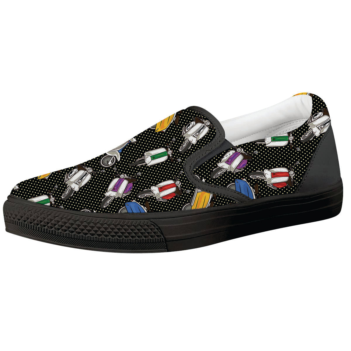 Classic Scooters Print Pattern Black Slip On Shoes-grizzshop