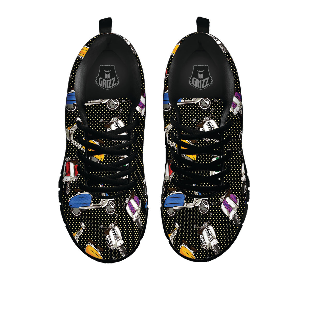 Classic Scooters Print Pattern Black Sneaker-grizzshop