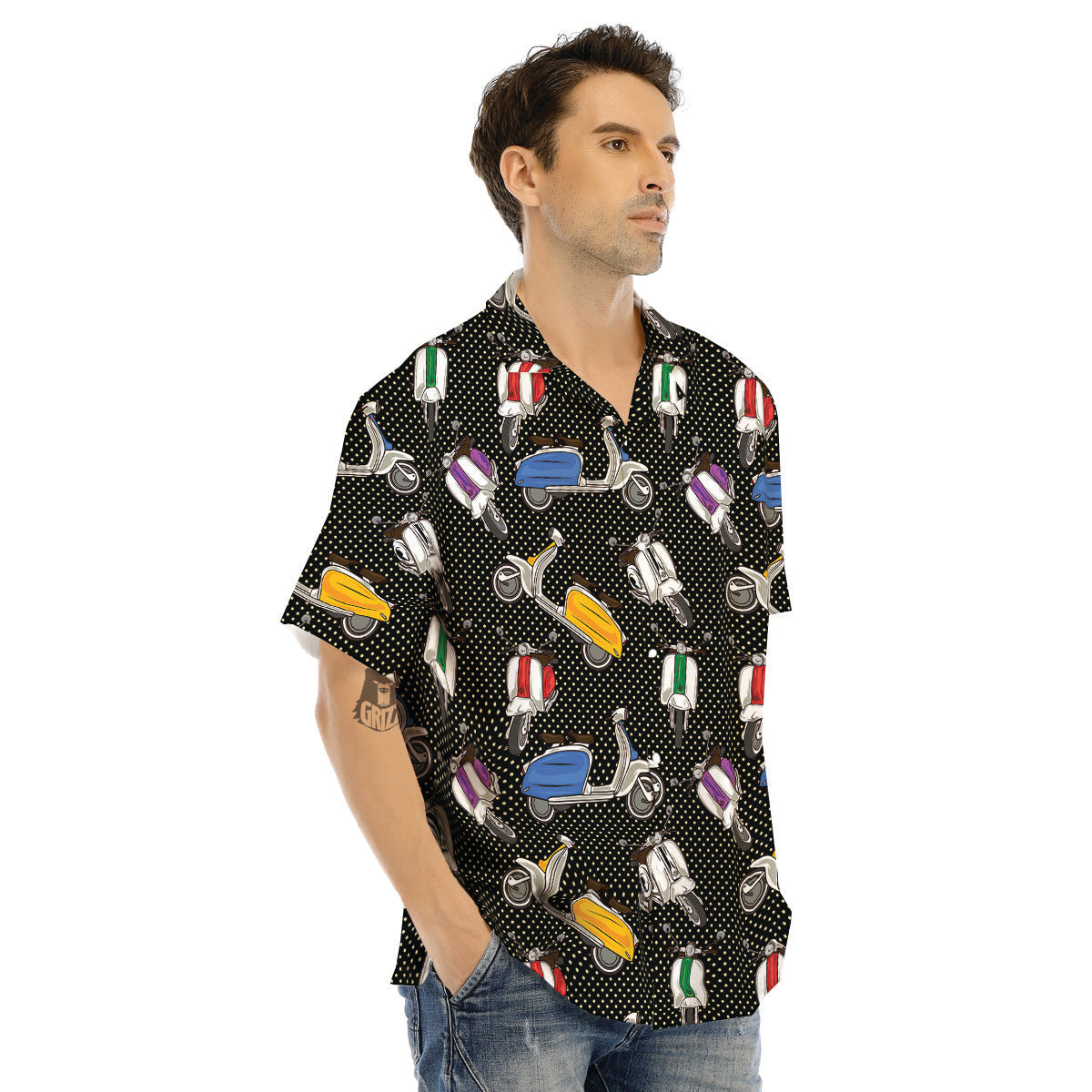 Classic Scooters Print Pattern Men's Hawaiian Shirt-grizzshop