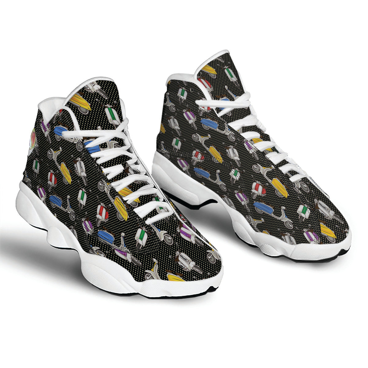 Classic Scooters Print Pattern White Basketball Shoes-grizzshop