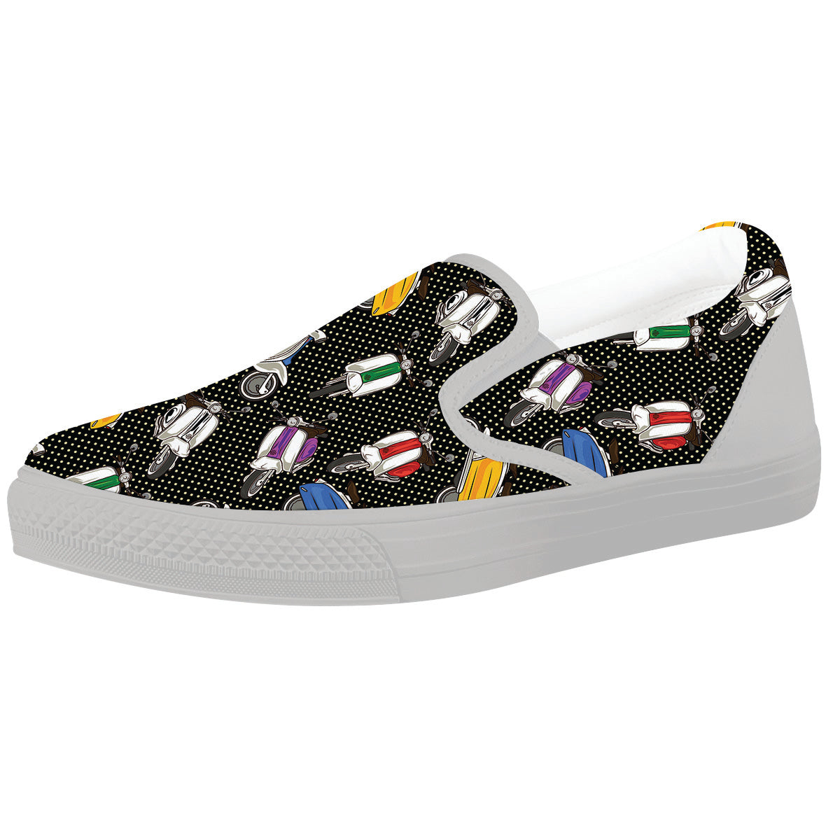 Classic Scooters Print Pattern White Slip On Shoes-grizzshop