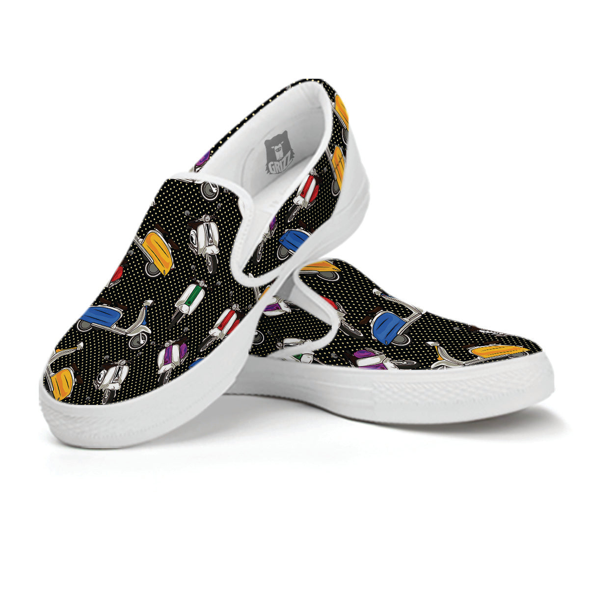 Classic Scooters Print Pattern White Slip On Shoes-grizzshop