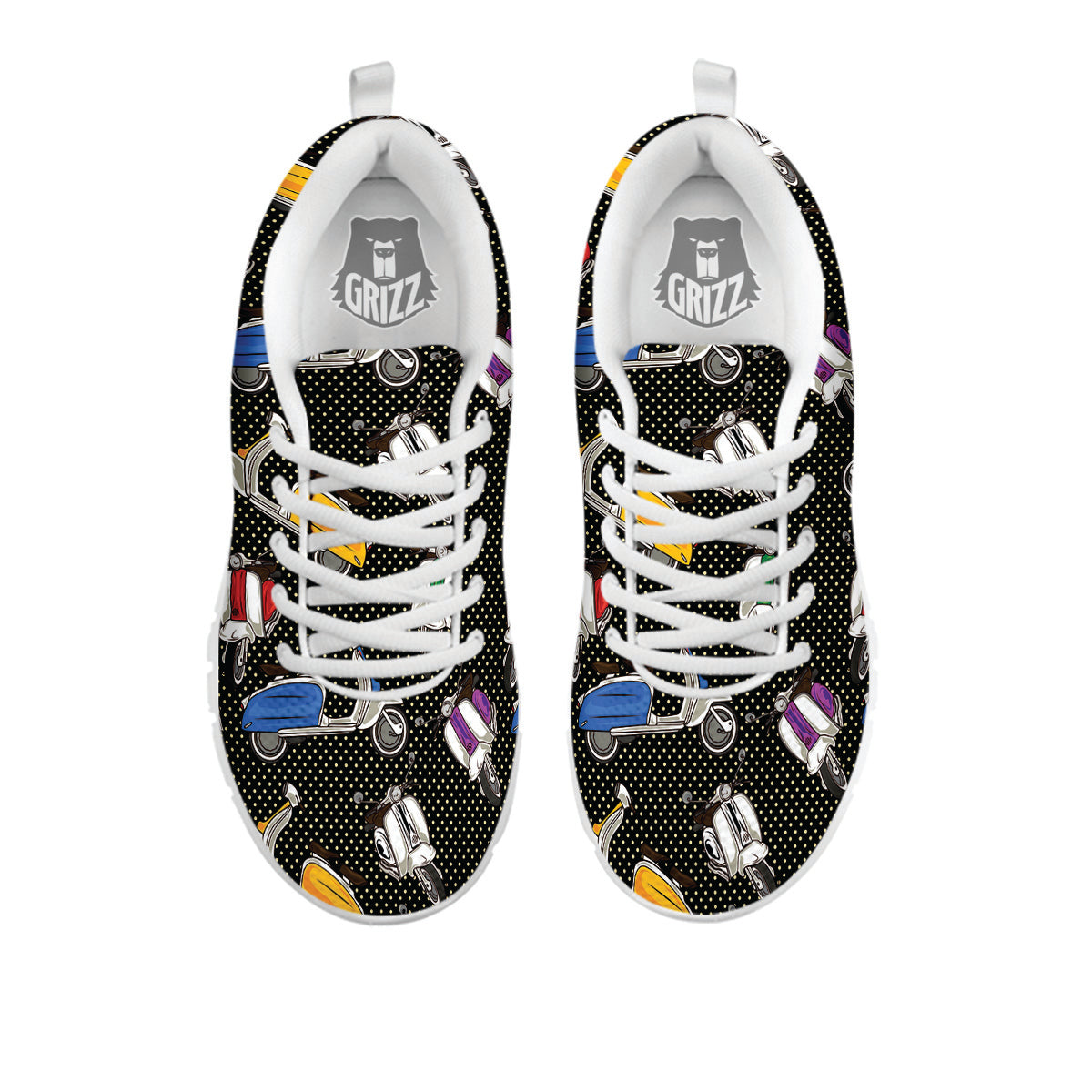 Classic Scooters Print Pattern White Sneaker-grizzshop