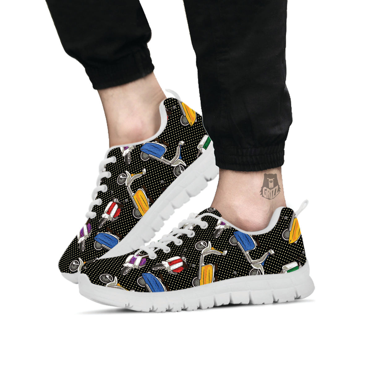 Classic Scooters Print Pattern White Sneaker-grizzshop