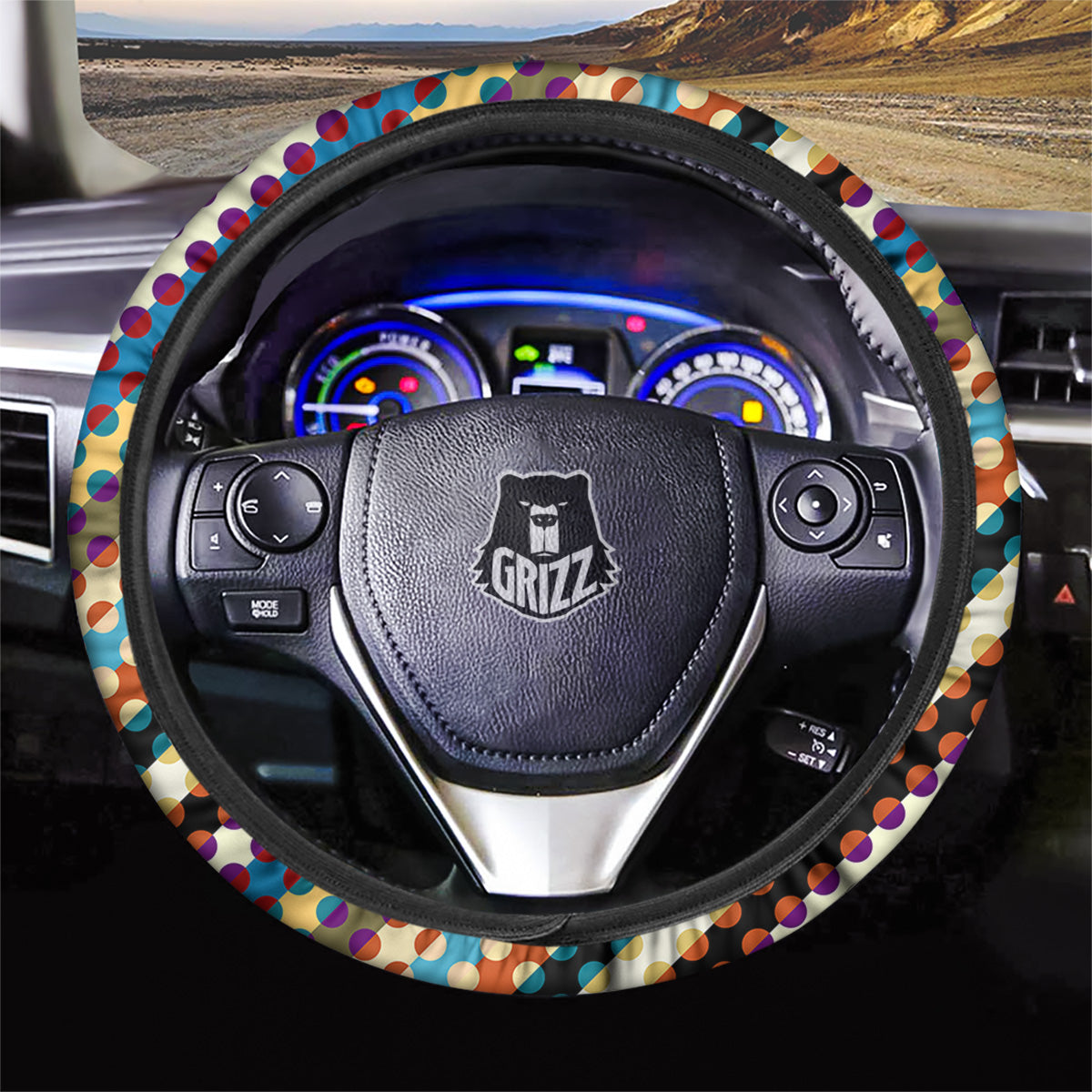 Classic Stripe Polka Dot Print Pattern Car Steering Wheel Cover-grizzshop