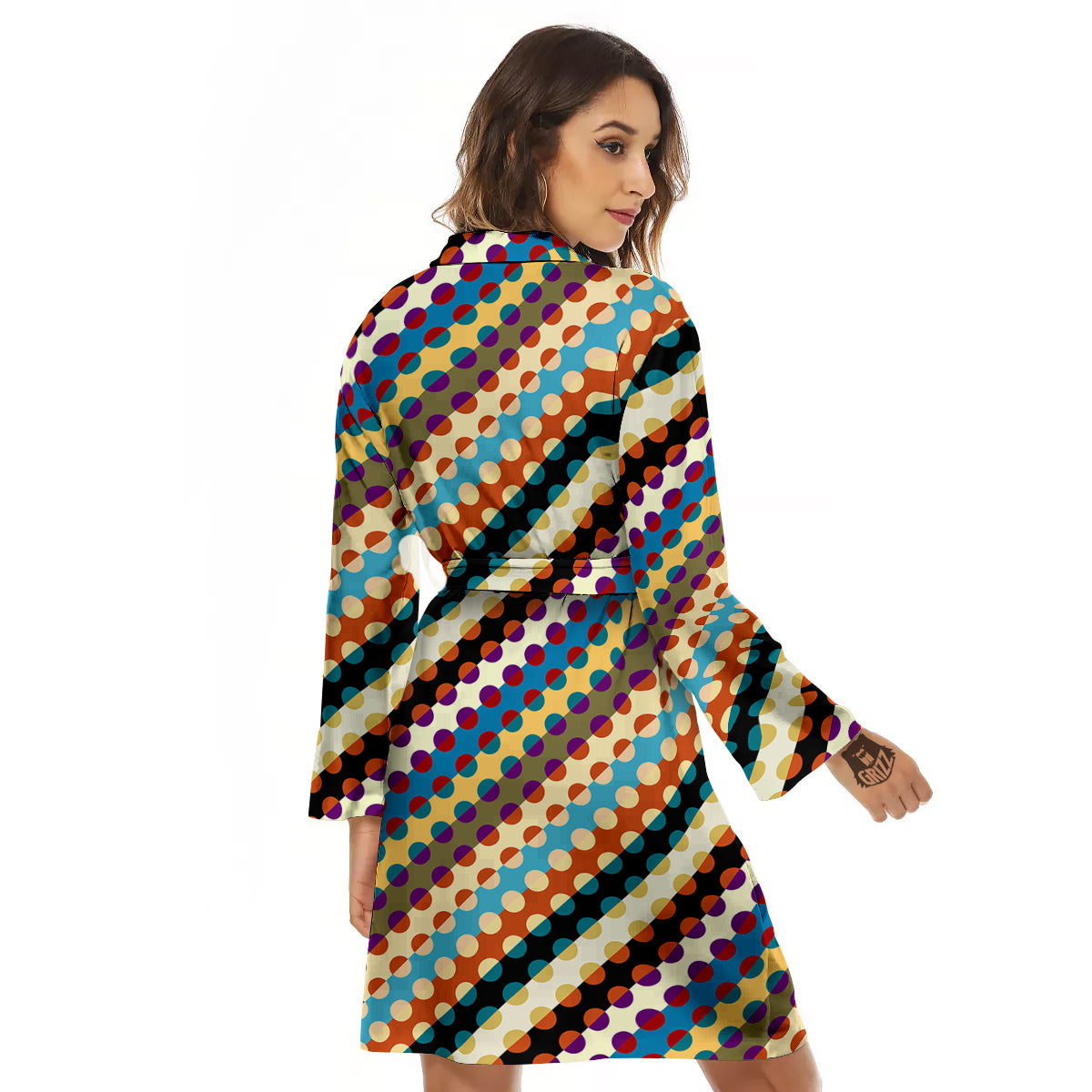 Classic Stripe Polka Dot Print Pattern Women's Robe-grizzshop