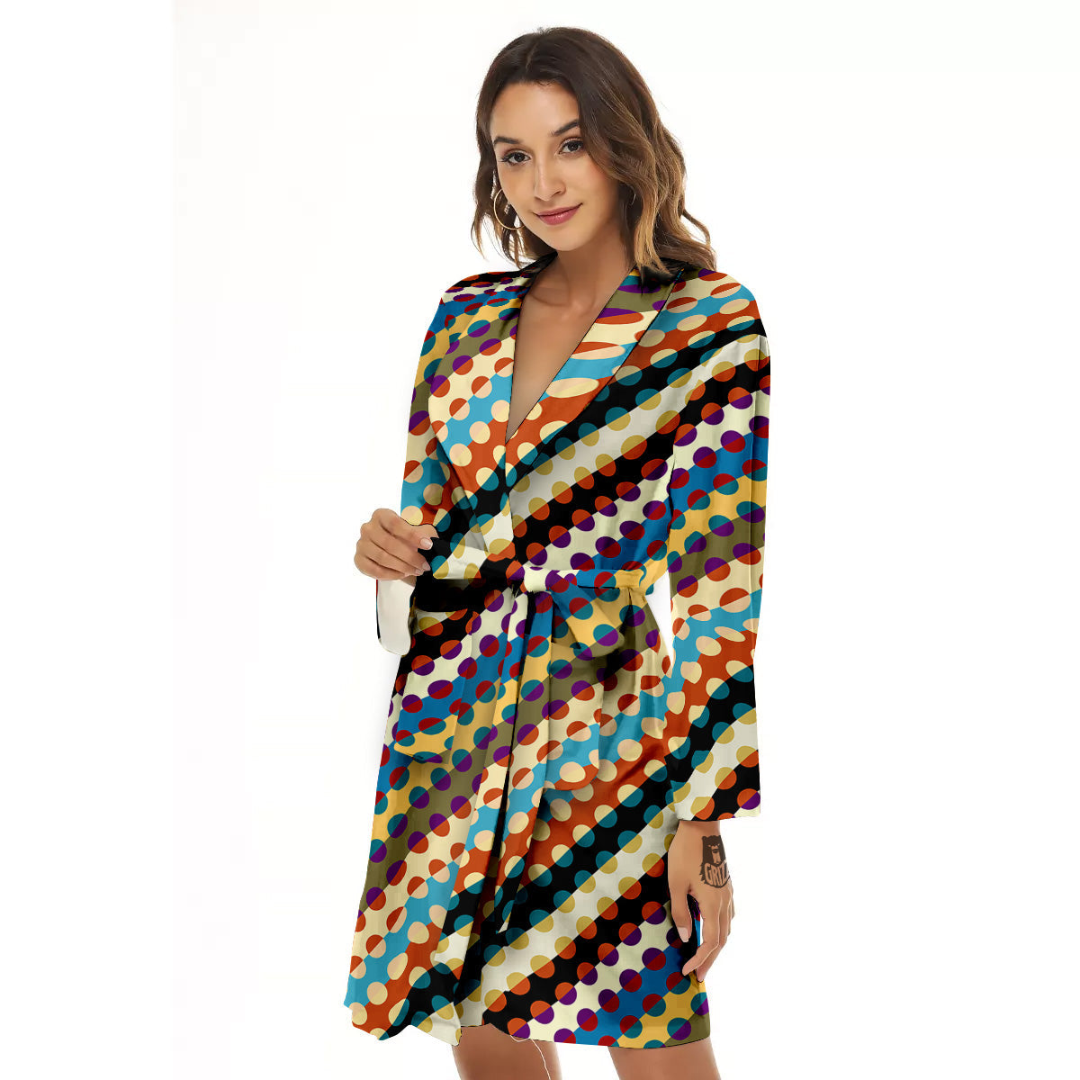 Classic Stripe Polka Dot Print Pattern Women's Robe-grizzshop