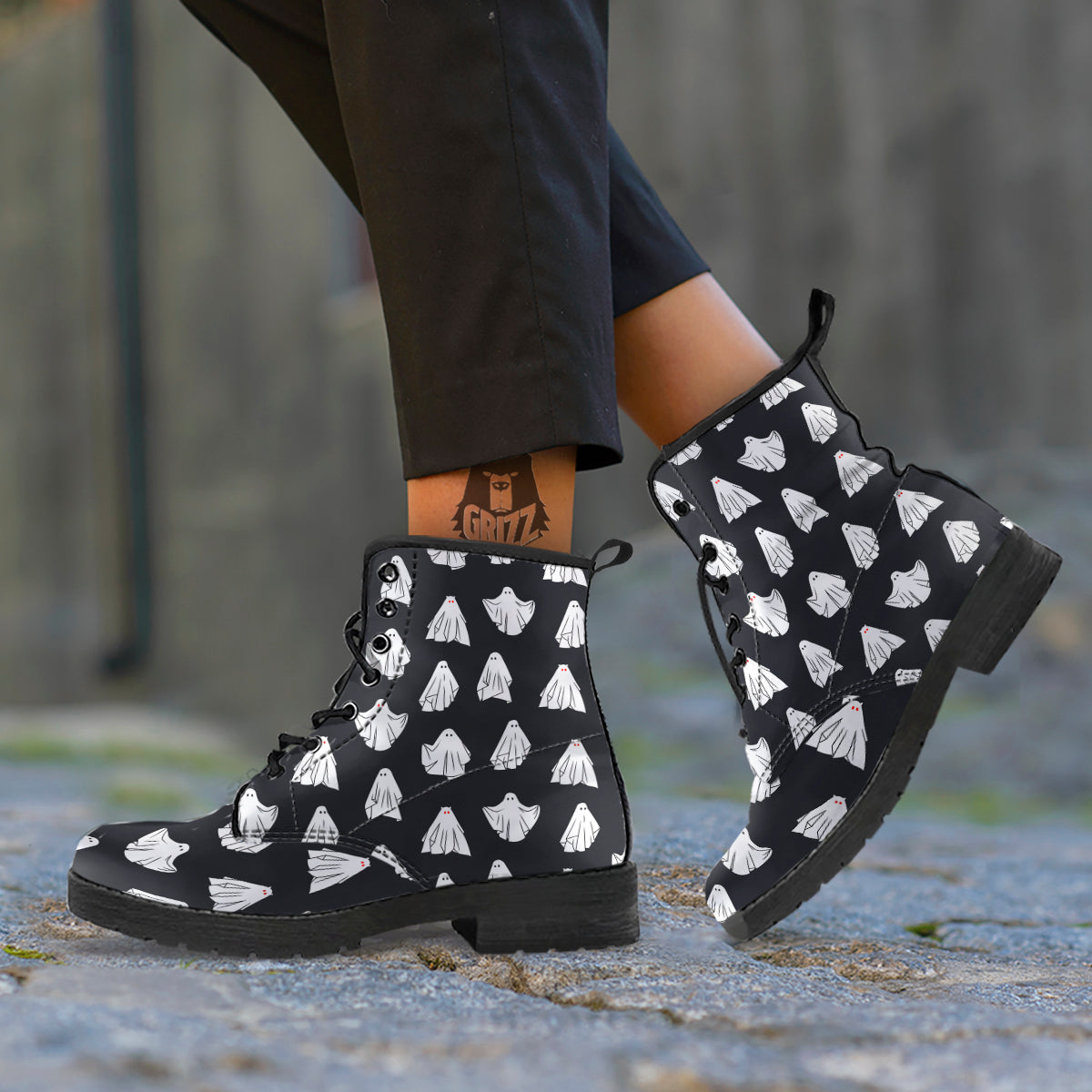 Cloth Ghosts Cartoon Print Pattern Leather Boots-grizzshop