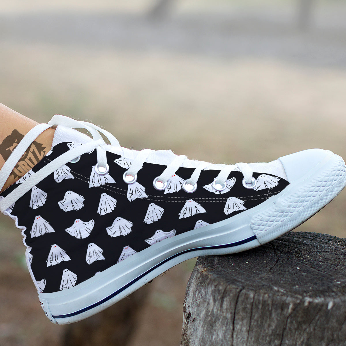 Cloth Ghosts Cartoon Print Pattern White High Top Shoes-grizzshop