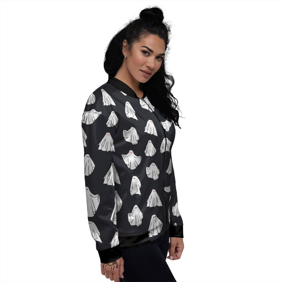 Cloth Ghosts Cartoon Print Pattern Women's Bomber Jacket-grizzshop