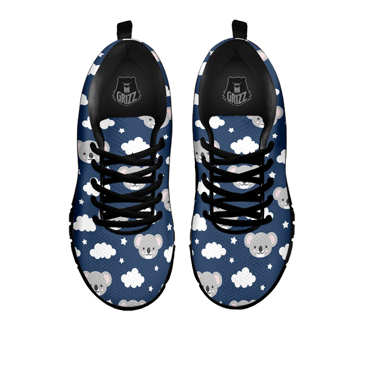 Cloud And Koala Bear Print Pattern Black Sneaker-grizzshop