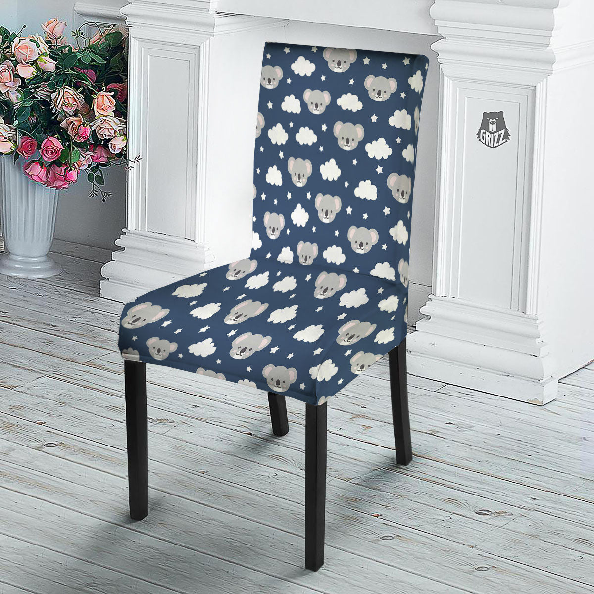 Cloud And Koala Bear Print Pattern Dining Chair Slipcover-grizzshop