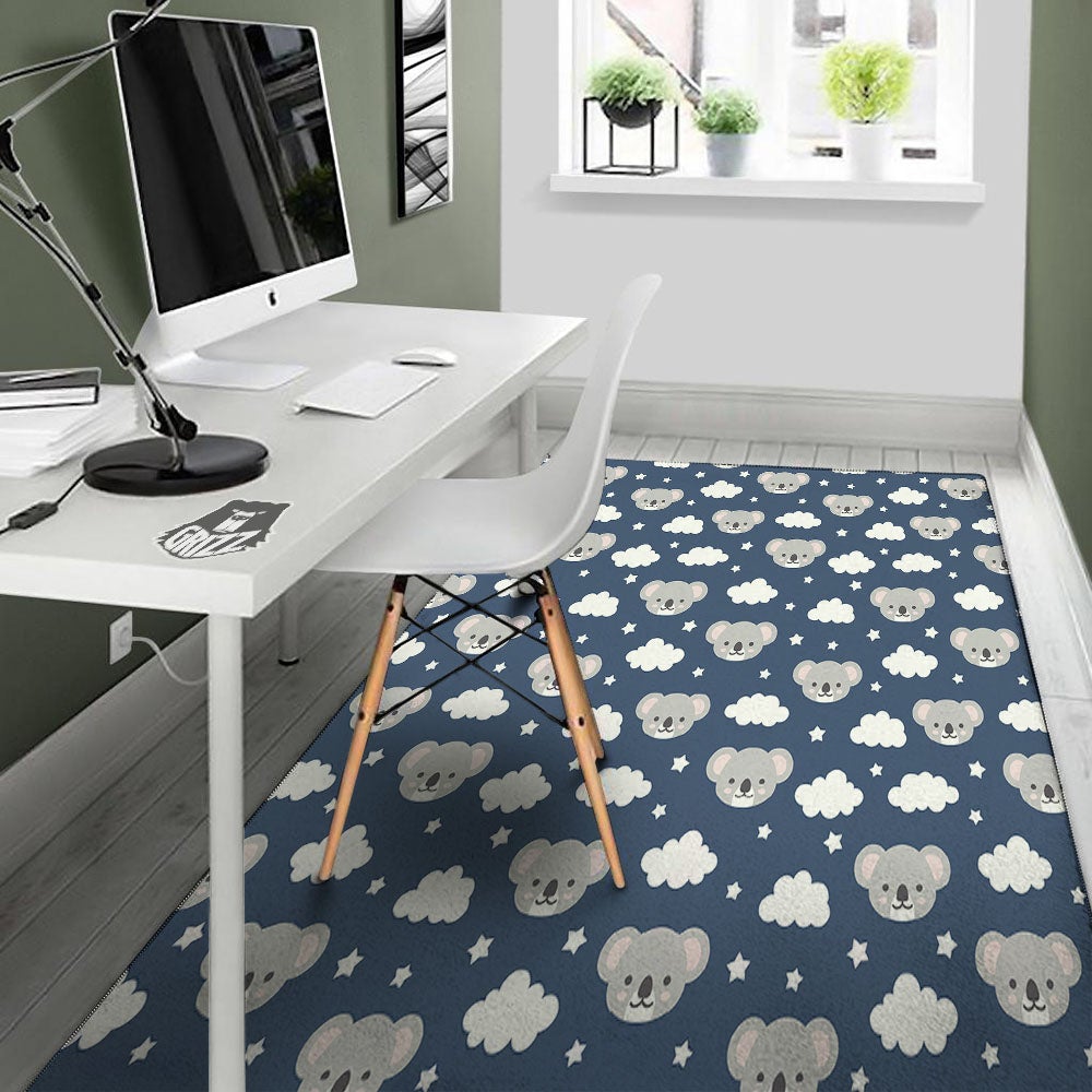 Cloud And Koala Bear Print Pattern Floor Mat-grizzshop