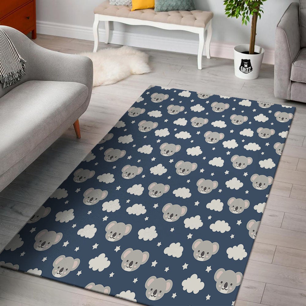 Cloud And Koala Bear Print Pattern Floor Mat-grizzshop