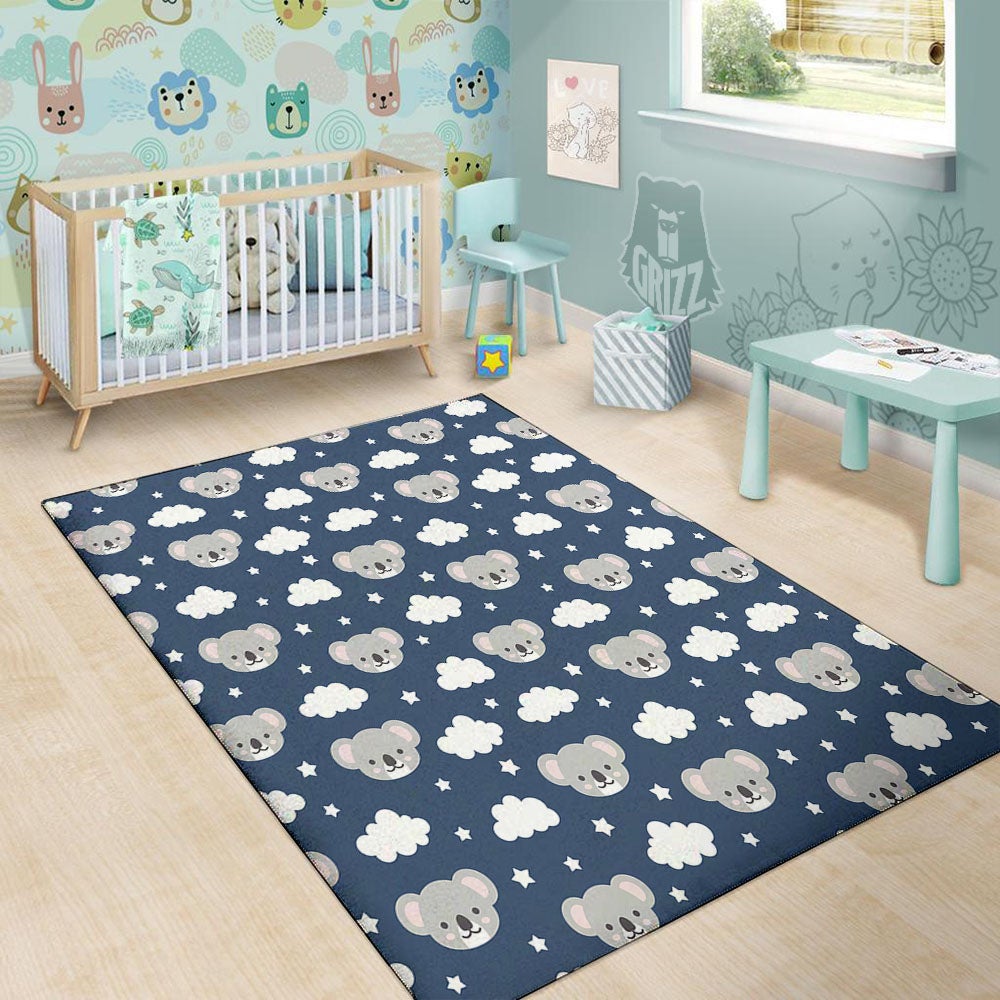 Cloud And Koala Bear Print Pattern Floor Mat-grizzshop