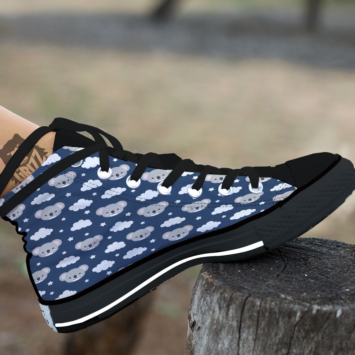 Cloud And Koala Bear Print Pattern High Top Shoes-grizzshop