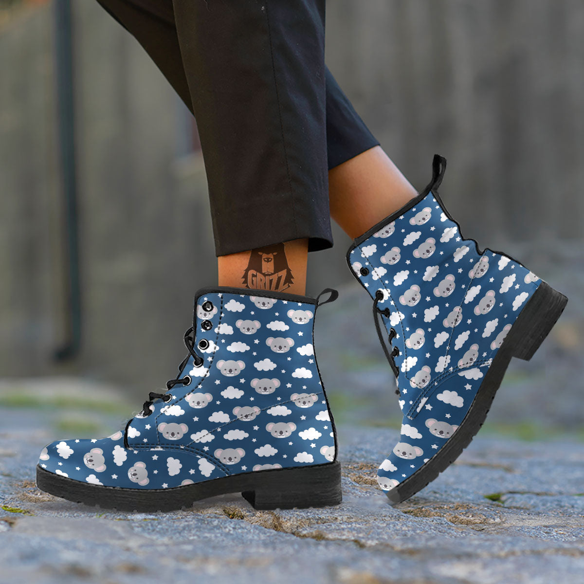 Cloud And Koala Bear Print Pattern Leather Boots-grizzshop