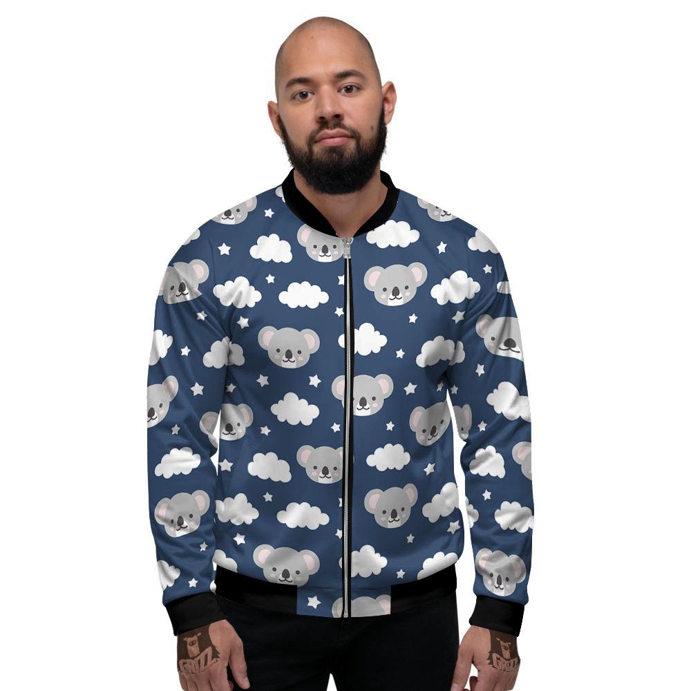 Cloud And Koala Bear Print Pattern Men's Bomber Jacket-grizzshop