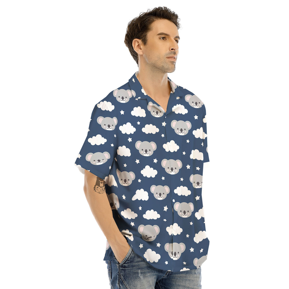 Cloud And Koala Bear Print Pattern Men's Hawaiian Shirt-grizzshop