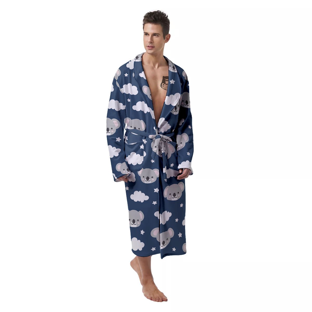 Cloud And Koala Bear Print Pattern Men's Robe-grizzshop