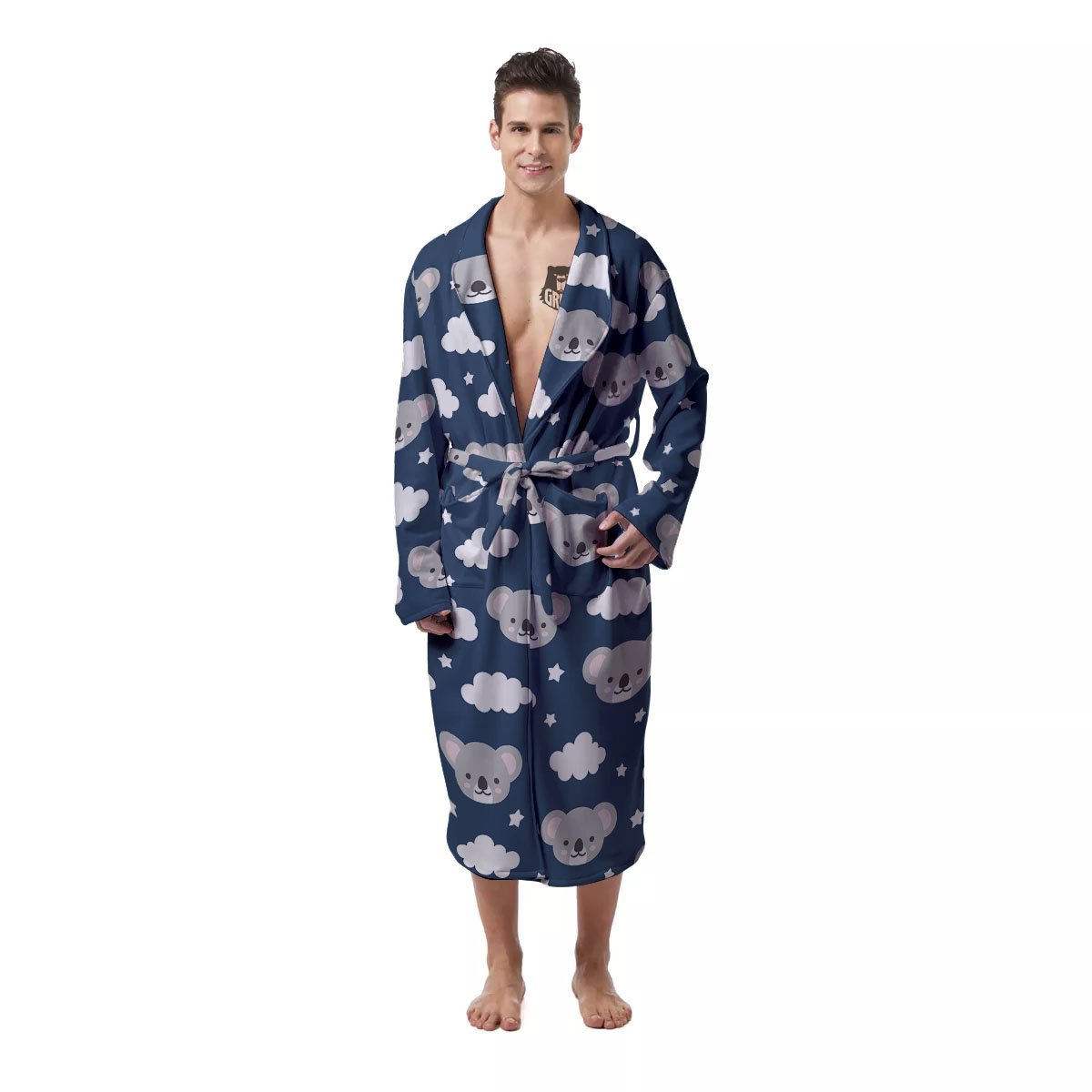 Cloud And Koala Bear Print Pattern Men's Robe-grizzshop