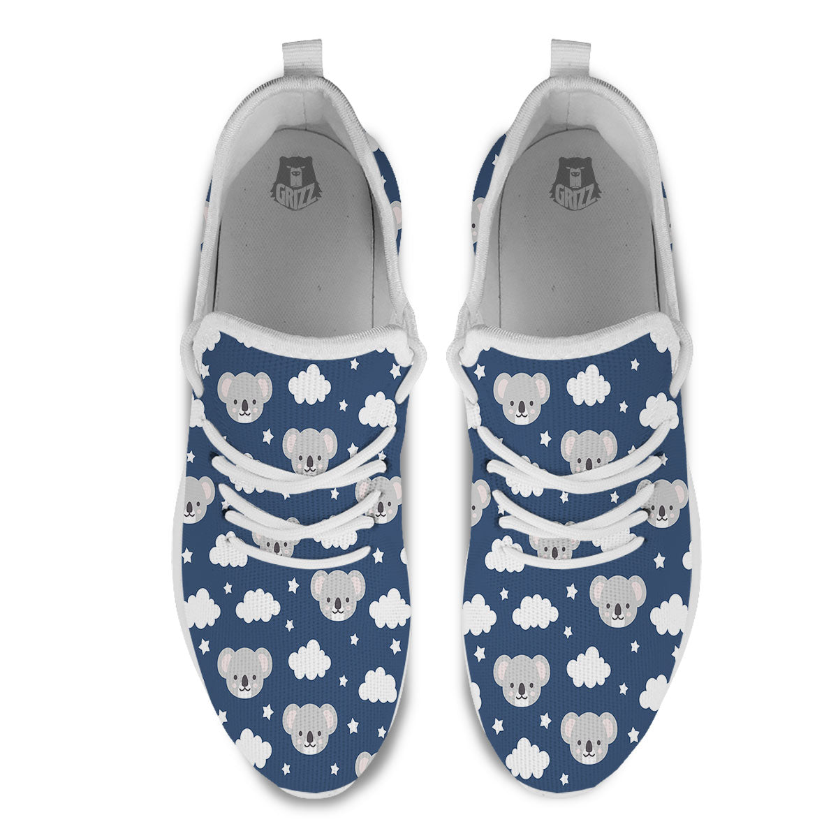 Cloud And Koala Bear Print Pattern White Athletic Shoes-grizzshop