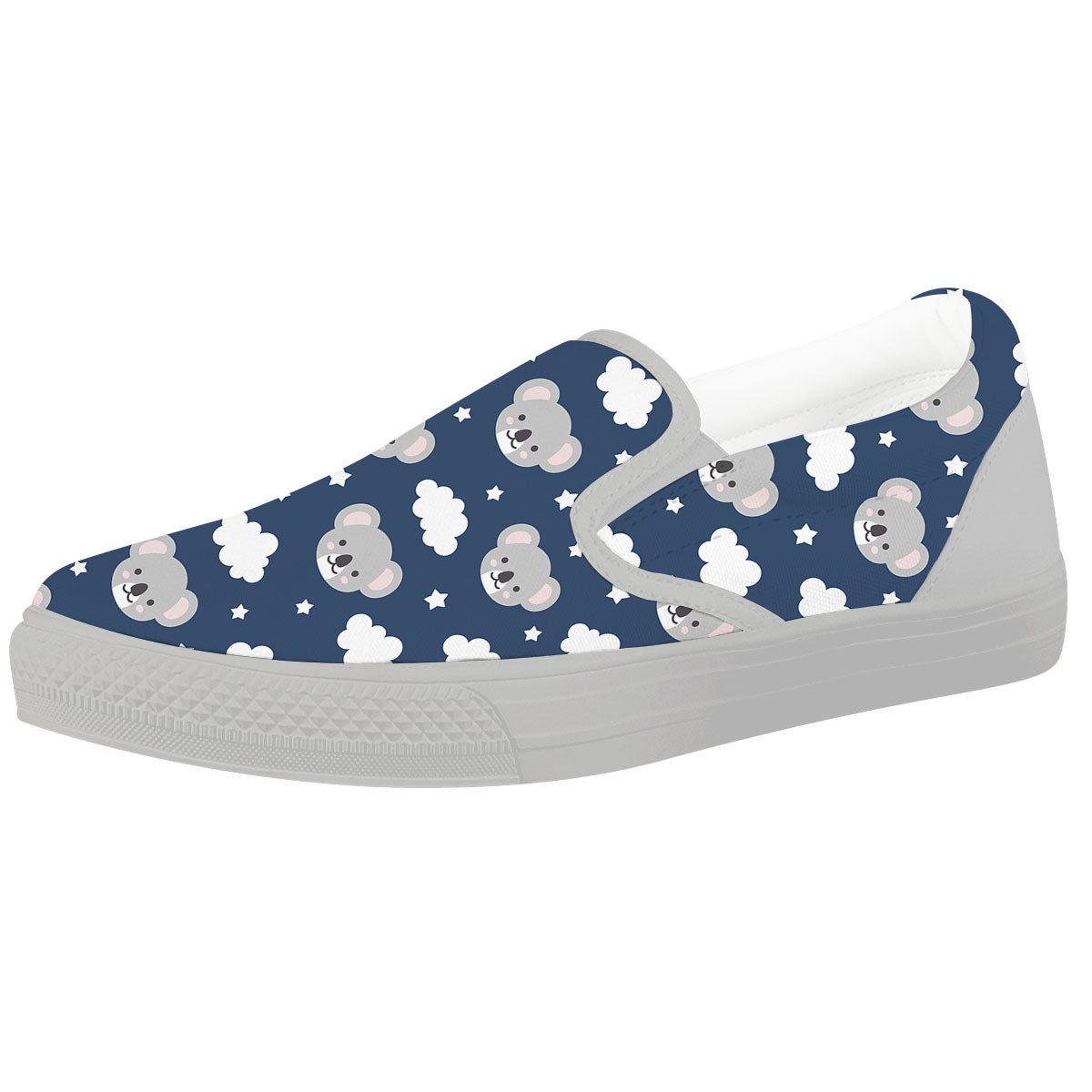 Cloud And Koala Bear Print Pattern White Slip On Shoes-grizzshop
