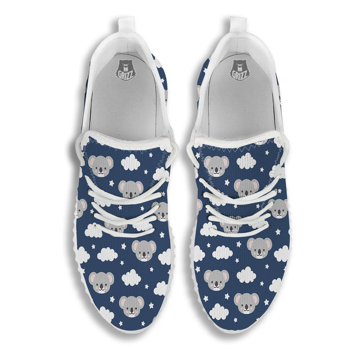 Cloud And Koala Bear Print Pattern White Walking Shoes-grizzshop