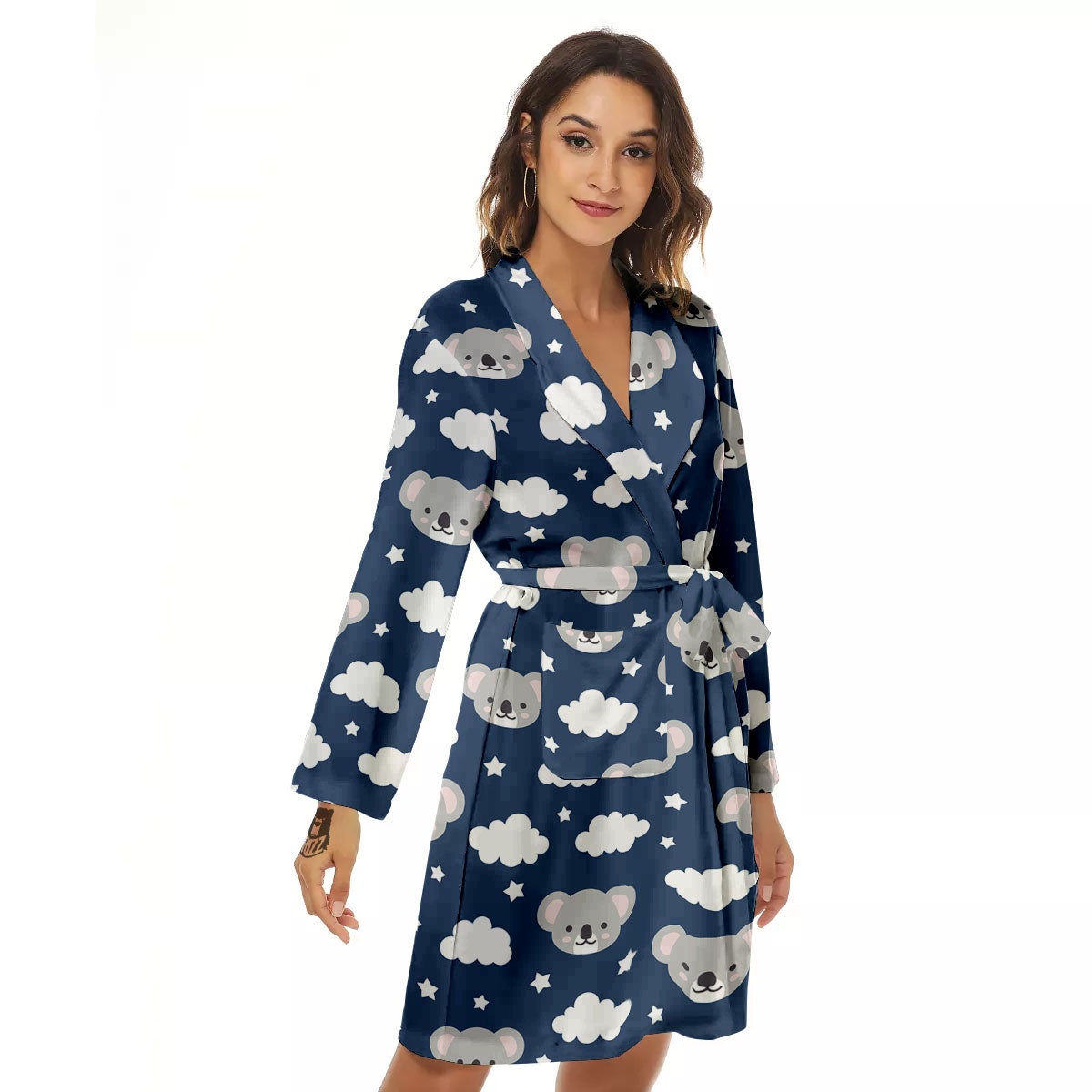 Cloud And Koala Bear Print Pattern Women's Robe-grizzshop