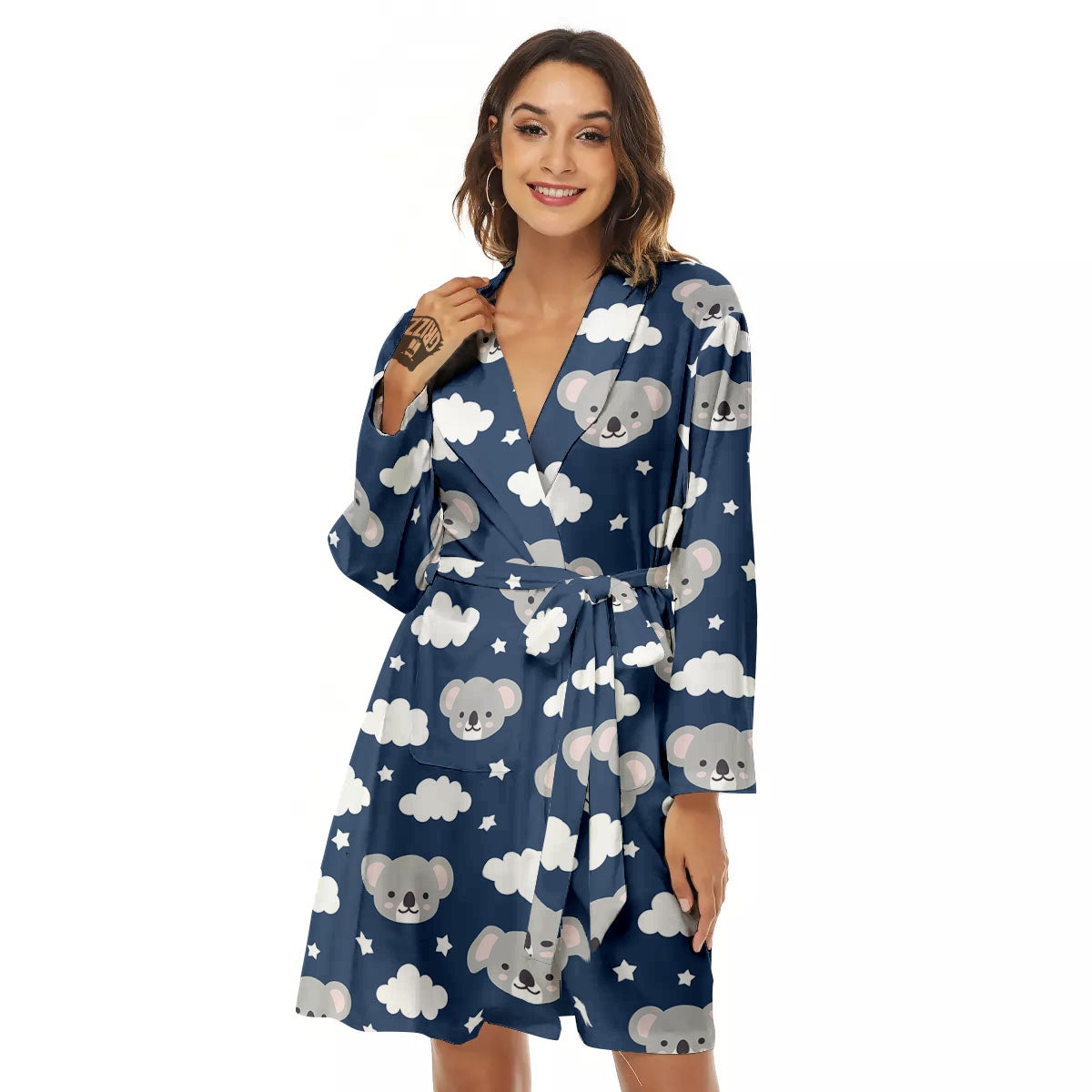 Cloud And Koala Bear Print Pattern Women's Robe-grizzshop