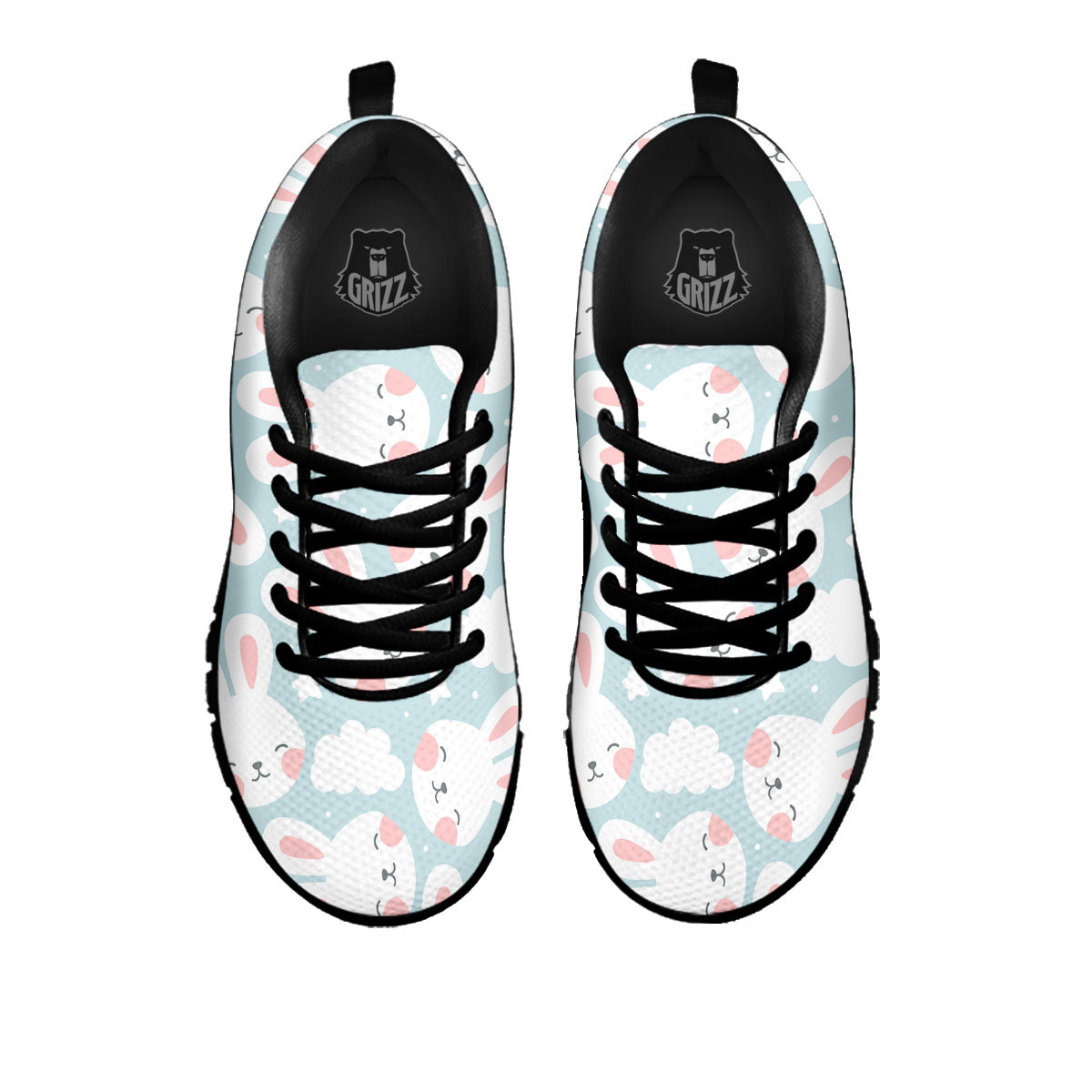 Cloud And Rabbit Print Pattern Black Sneaker-grizzshop