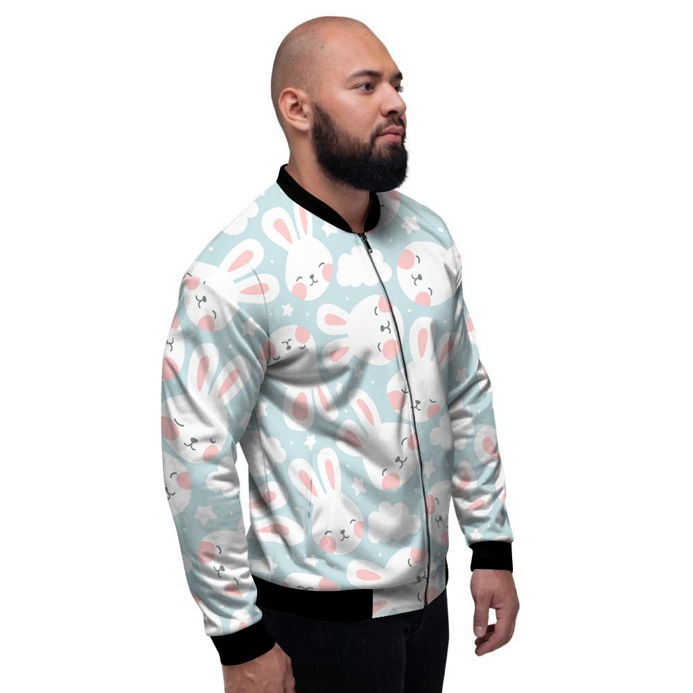 Cloud And Rabbit Print Pattern Men's Bomber Jacket-grizzshop