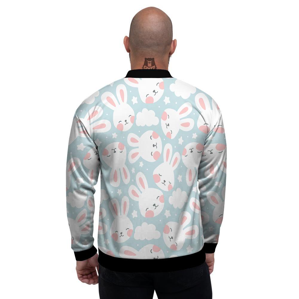 Cloud And Rabbit Print Pattern Men's Bomber Jacket-grizzshop