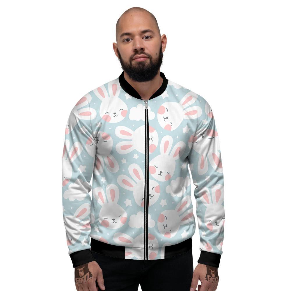 Cloud And Rabbit Print Pattern Men's Bomber Jacket-grizzshop