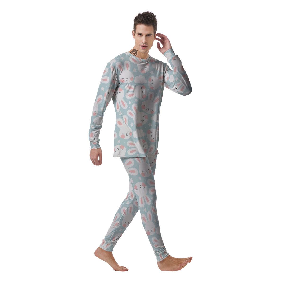 Cloud And Rabbit Print Pattern Men's Pajamas-grizzshop