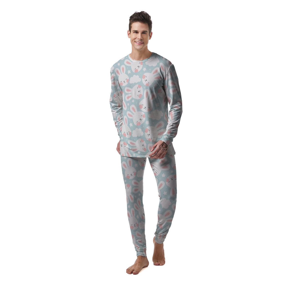 Cloud And Rabbit Print Pattern Men's Pajamas-grizzshop