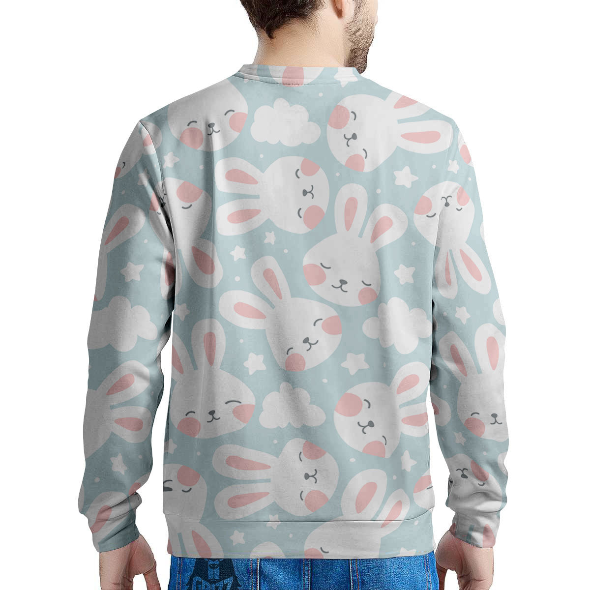 Cloud And Rabbit Print Pattern Men's Sweatshirt-grizzshop
