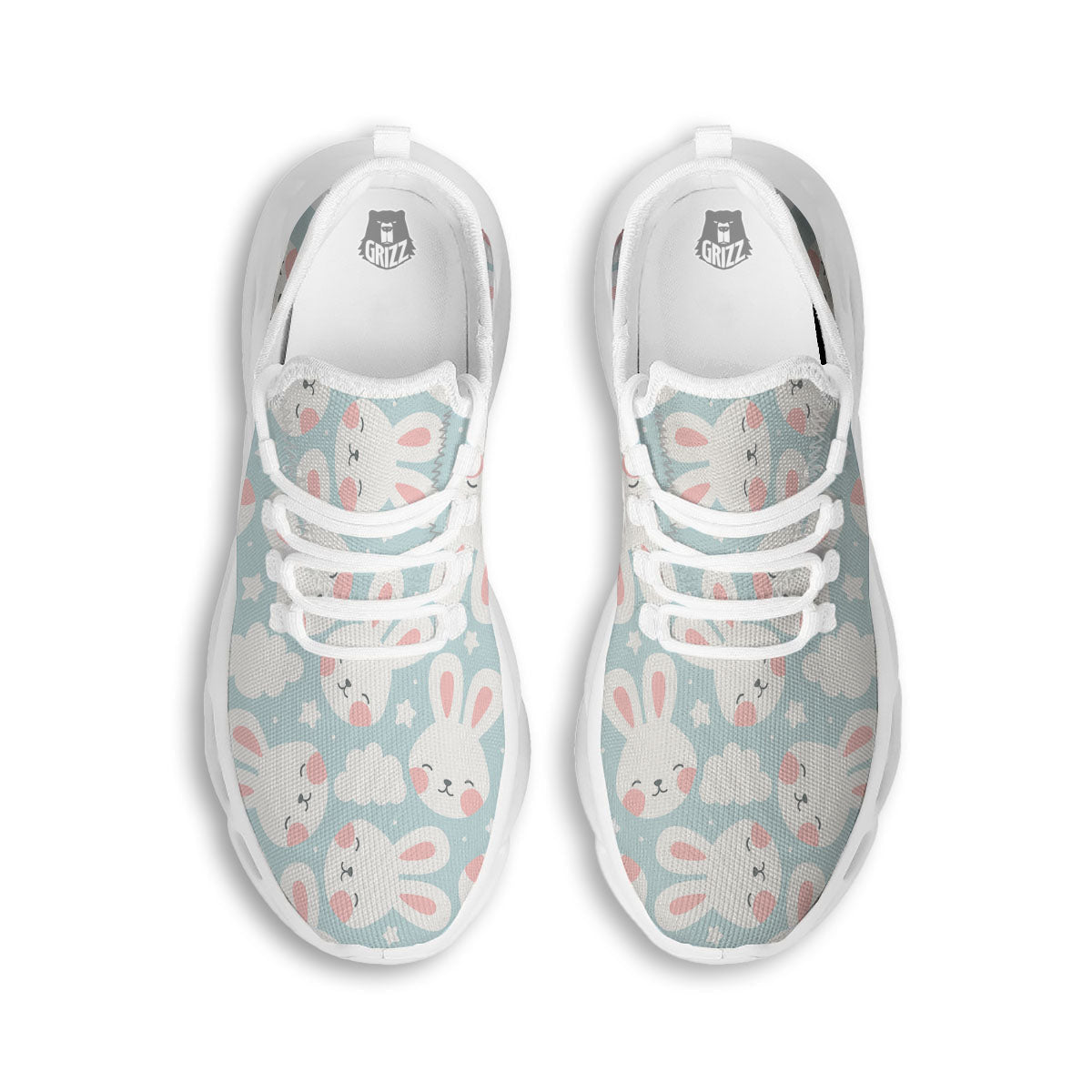 Cloud And Rabbit Print Pattern White Running Shoes-grizzshop
