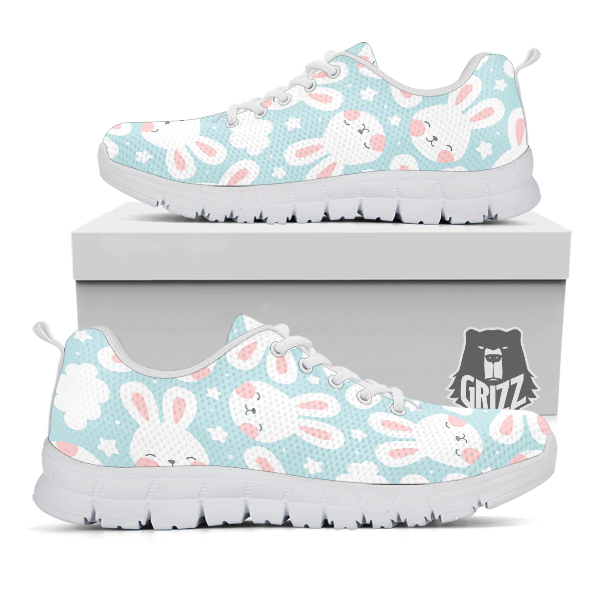 Cloud And Rabbit Print Pattern White Sneaker-grizzshop