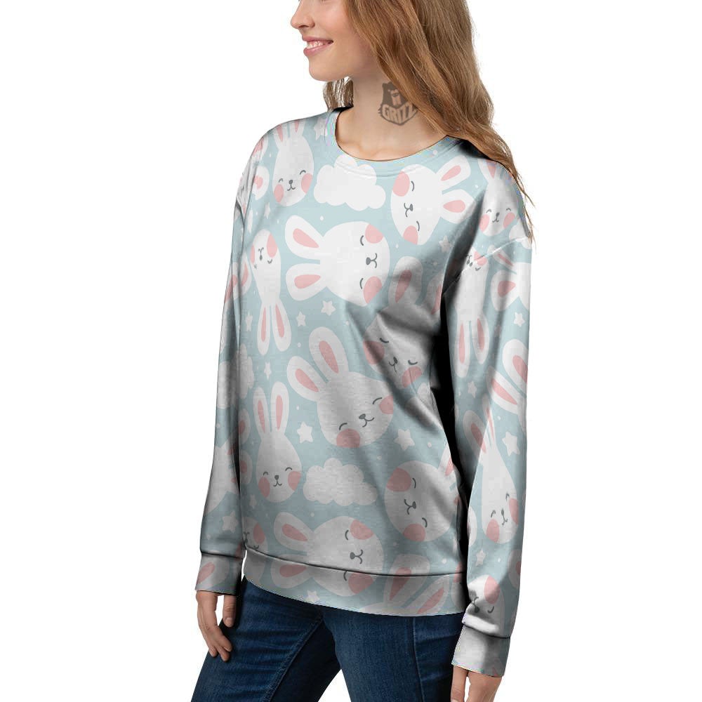 Cloud And Rabbit Print Pattern Women's Sweatshirt-grizzshop