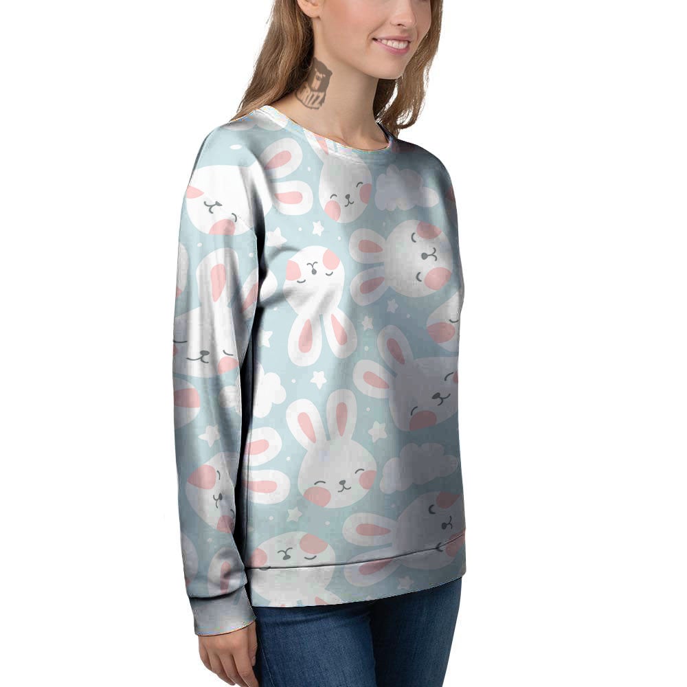 Cloud And Rabbit Print Pattern Women's Sweatshirt-grizzshop